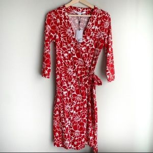 NWOT DVF NEW JULIAN TWO DRESS DAHLIA SMALL POPPY